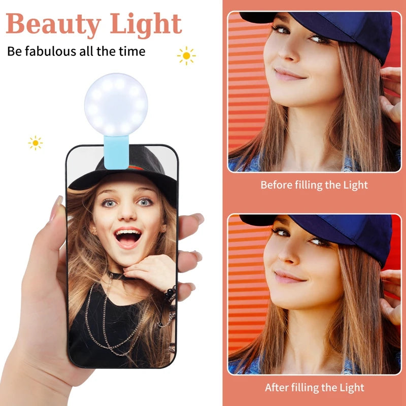 2PCS Cell Phone LED Fill Light, Beauty Selfie Light with Clip