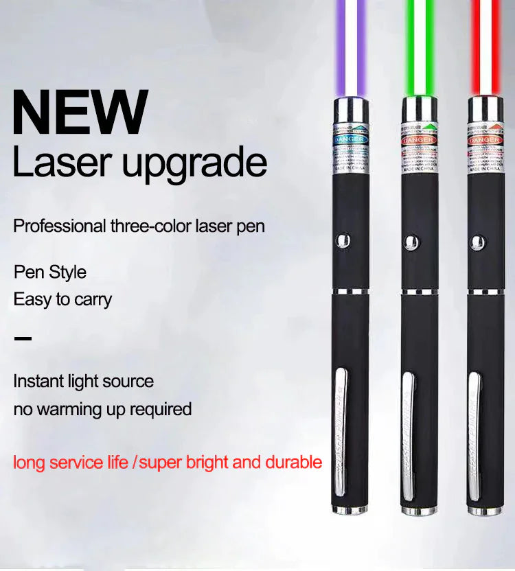 3 Packs 900Mile Laser Pointer Pen Green Blue Red Light Visible Beam Lazer Grab-A-Gadget