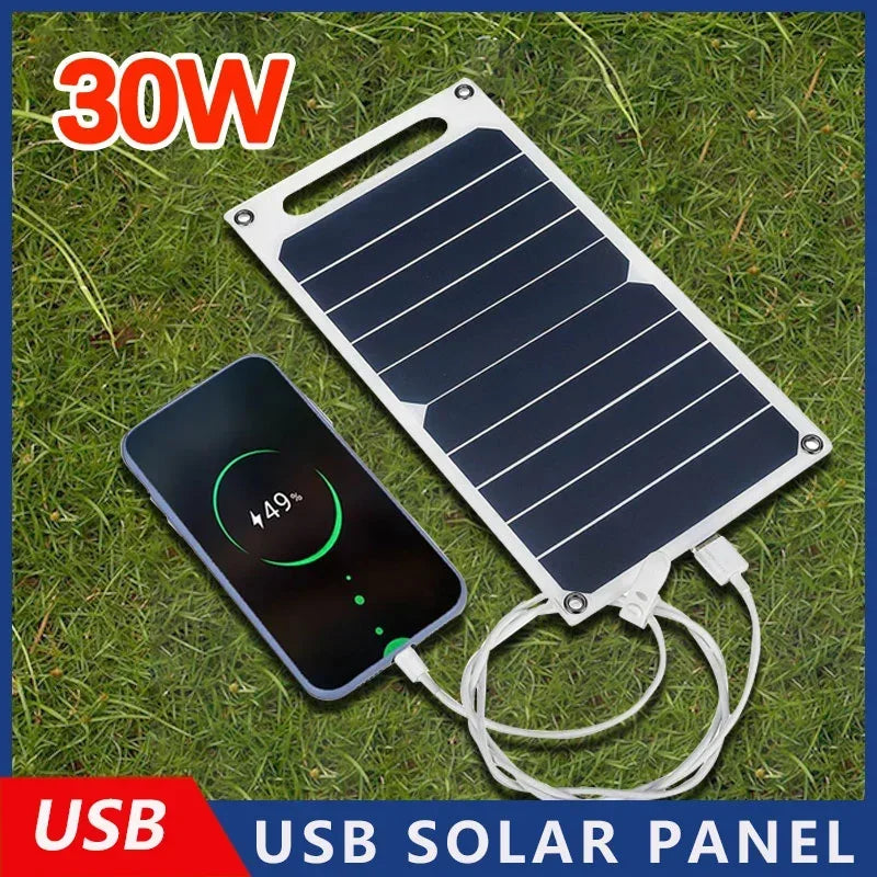 "Portable 30W Solar Panel with USB Charging for Outdoor Adventures"