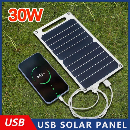 "Portable 30W Solar Panel with USB Charging for Outdoor Adventures"