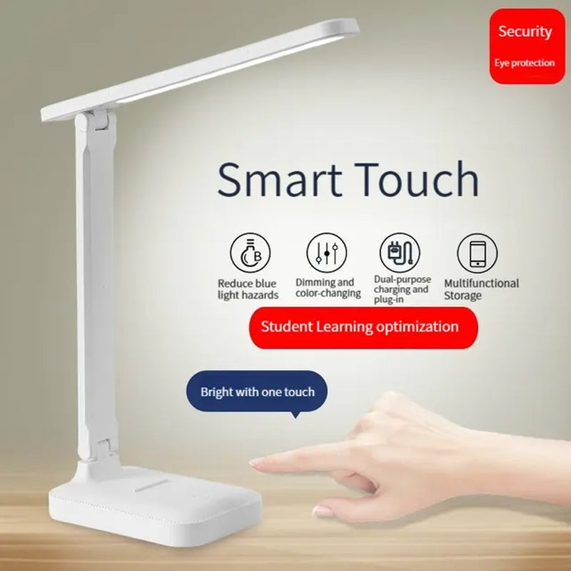 "Dimmable LED Touch Desk Lamp - Stylish and Eye-Friendly Night Light for Bedroom and Study"