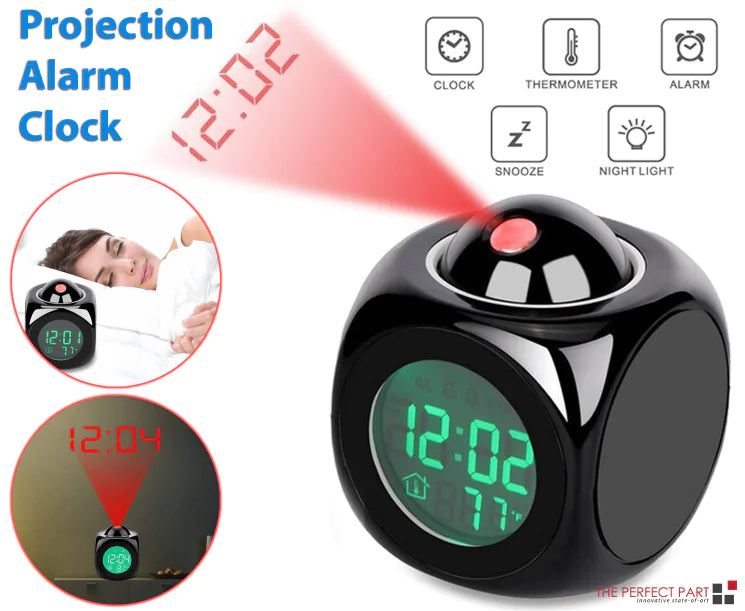 LED Projection Alarm Clock Digital LCD Display Voice Talking Weather Snooze USB Grab-A-Gadget