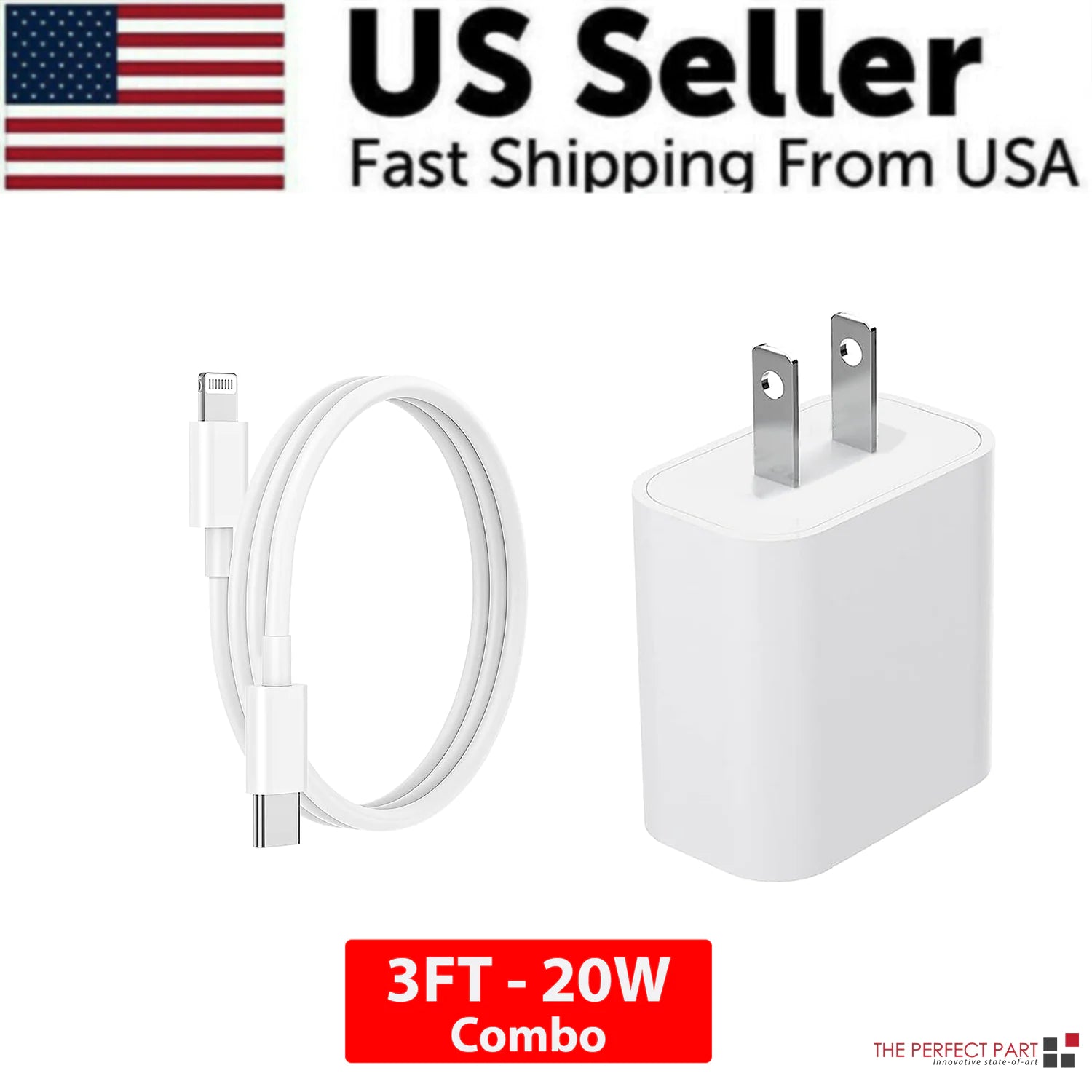 2024 20W USB-C Fast Charger PD Adapter Cable For iPhone 14/13/12/11 XR Pro iPad Grab-A-Gadget