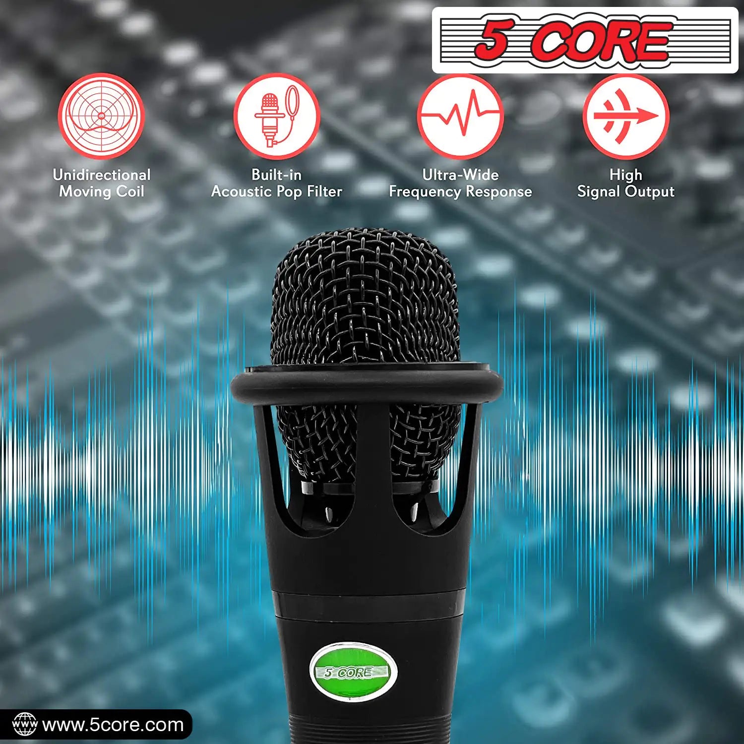 5Core XLR Microphone Dynamic Mic Karaoke Singing Studio Mics Handheld Microfono Grab-A-Gadget