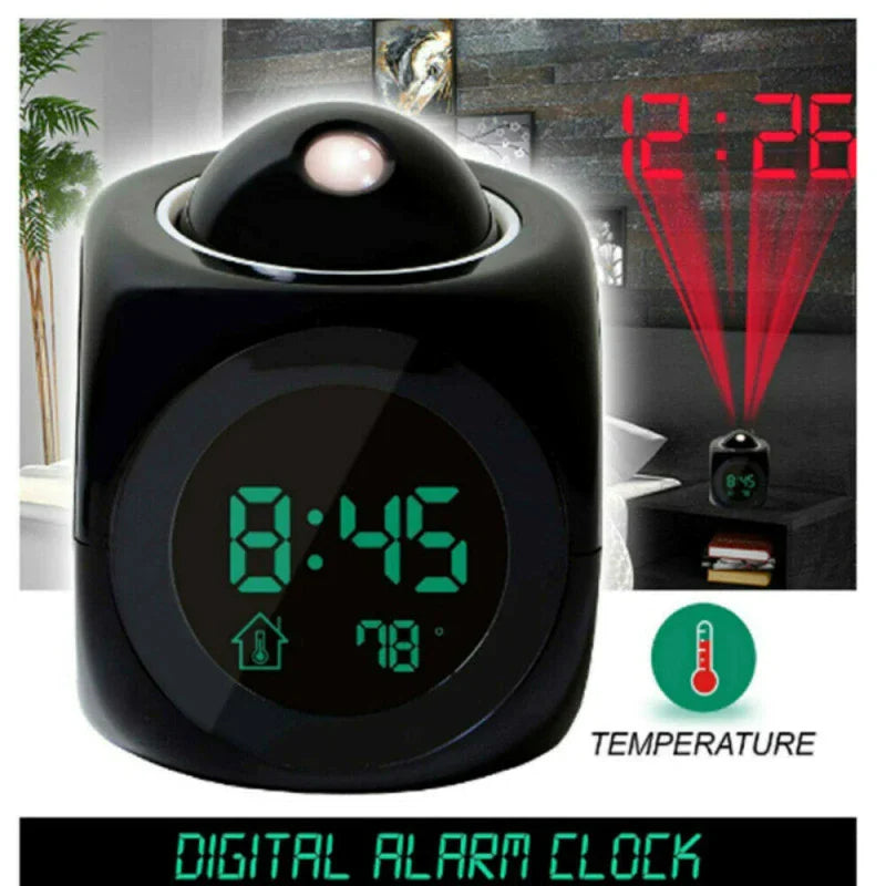 LED Projection Alarm Clock Digital LCD Display Voice Talking Weather Snooze USB Grab-A-Gadget