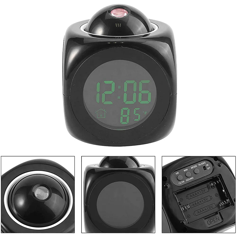 LED Projection Alarm Clock Digital LCD Display Voice Talking Weather Snooze USB Grab-A-Gadget