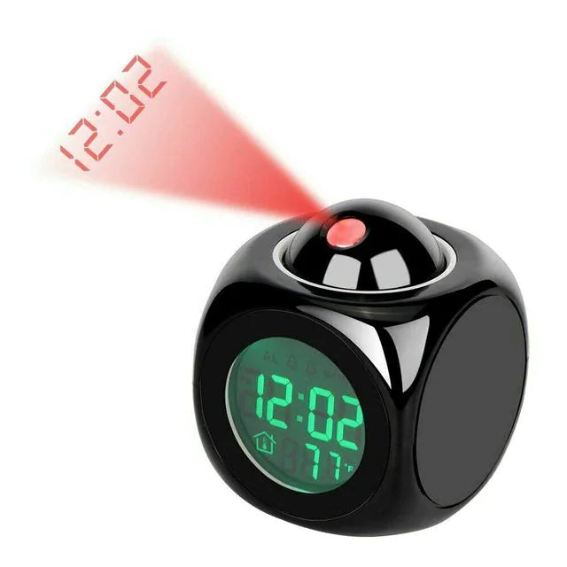 LED Projection Alarm Clock Digital LCD Display Voice Talking Weather Snooze USB Grab-A-Gadget