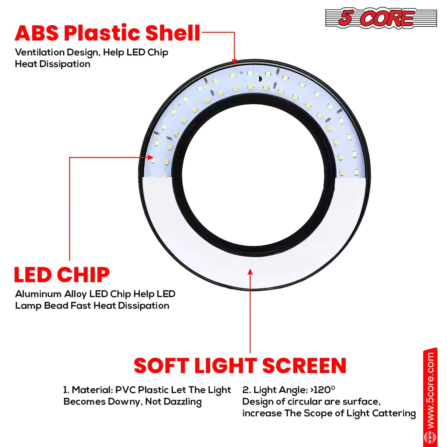 6 inch Ring Light with Cell Phone Stand Adjustable Ringlight Angle  LED Circle Light w Phone Holder