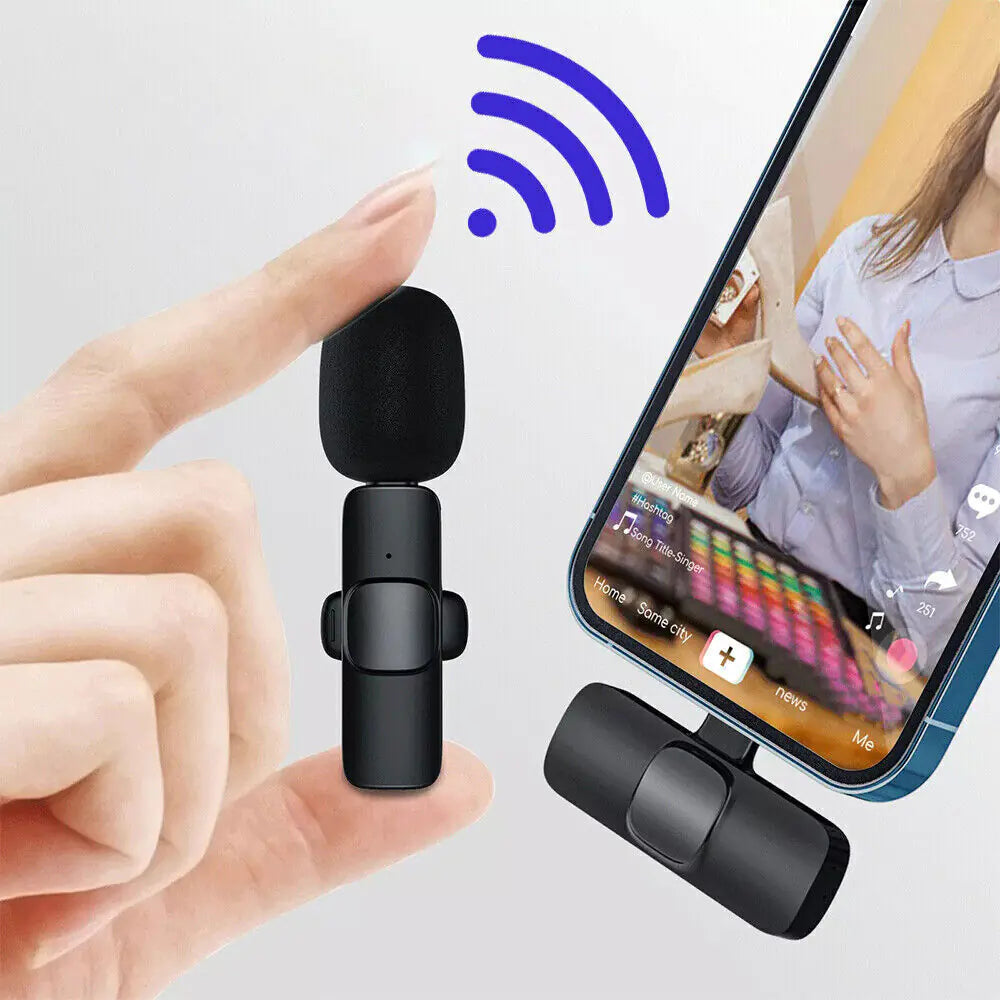 Lavalier Microphone Wireless Audio Video Recording Mini Mic For Android/iPhone Grab-A-Gadget