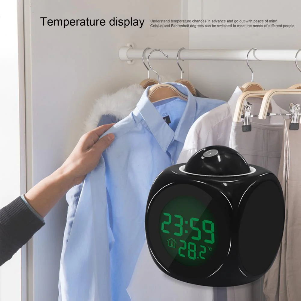 LED Projection Alarm Clock Digital LCD Display Voice Talking Weather Snooze USB Grab-A-Gadget