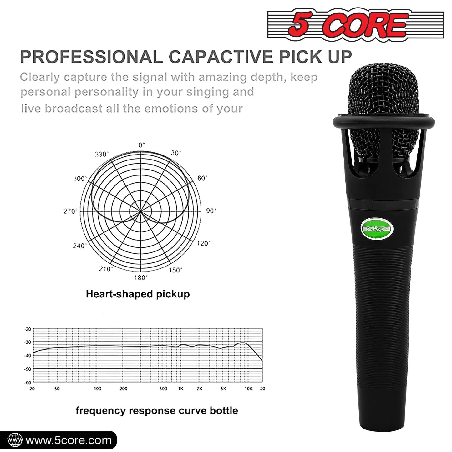 5Core XLR Microphone Dynamic Mic Karaoke Singing Studio Mics Handheld Microfono Grab-A-Gadget