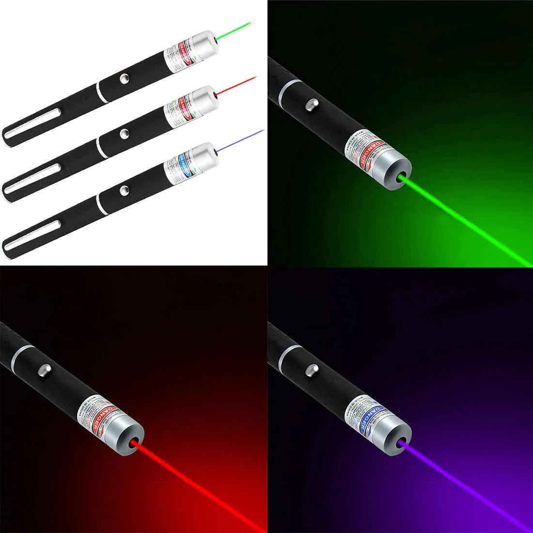 3 Packs 900Mile Laser Pointer Pen Green Blue Red Light Visible Beam Lazer Grab-A-Gadget