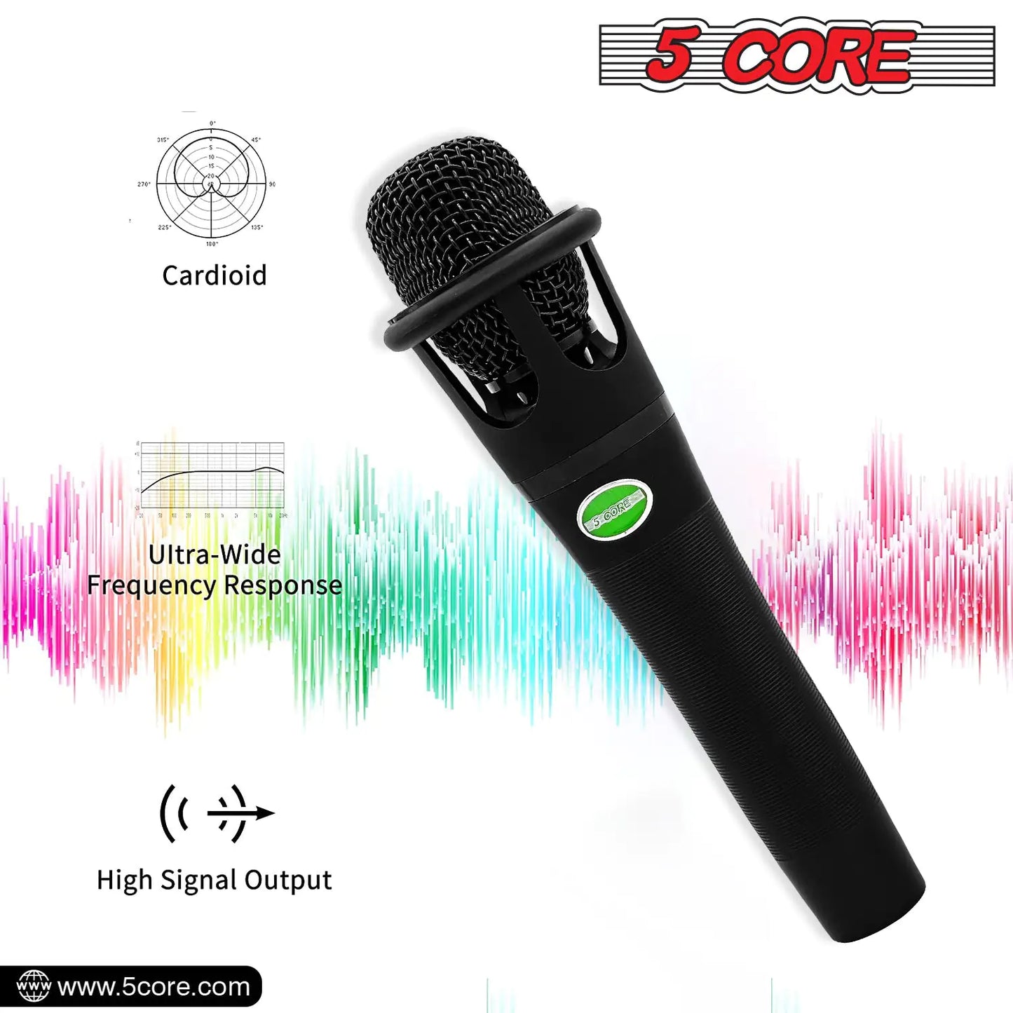 5Core XLR Microphone Dynamic Mic Karaoke Singing Studio Mics Handheld Microfono Grab-A-Gadget