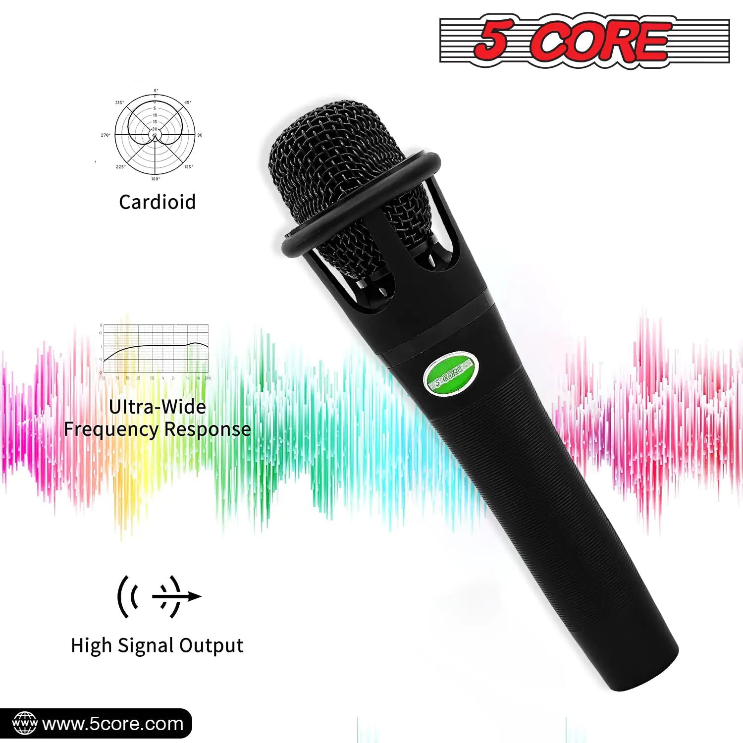 5Core XLR Microphone Dynamic Mic Karaoke Singing Studio Mics Handheld Microfono Grab-A-Gadget