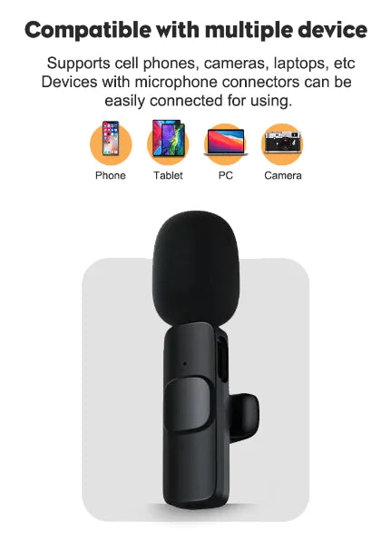 Lavalier Microphone Wireless Audio Video Recording Mini Mic For Android/iPhone Grab-A-Gadget