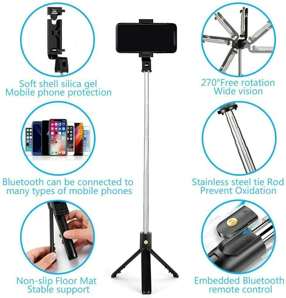 Selfie Stick Tripod Remote Desktop Stand Cell Phone Holder For iPhone Samsung US Grab-A-Gadget