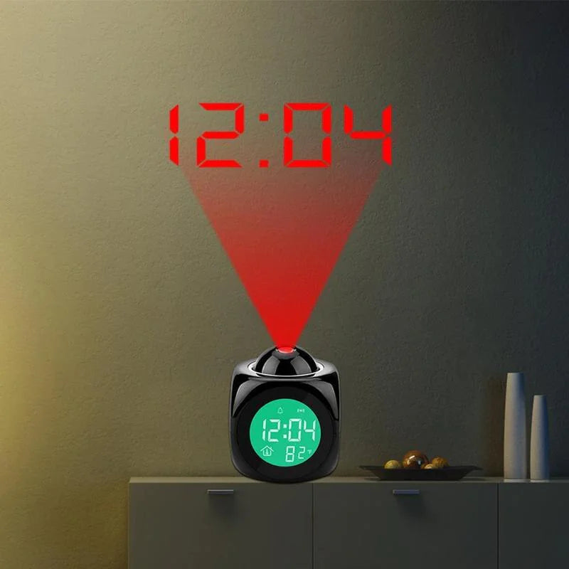 LED Projection Alarm Clock Digital LCD Display Voice Talking Weather Snooze USB Grab-A-Gadget