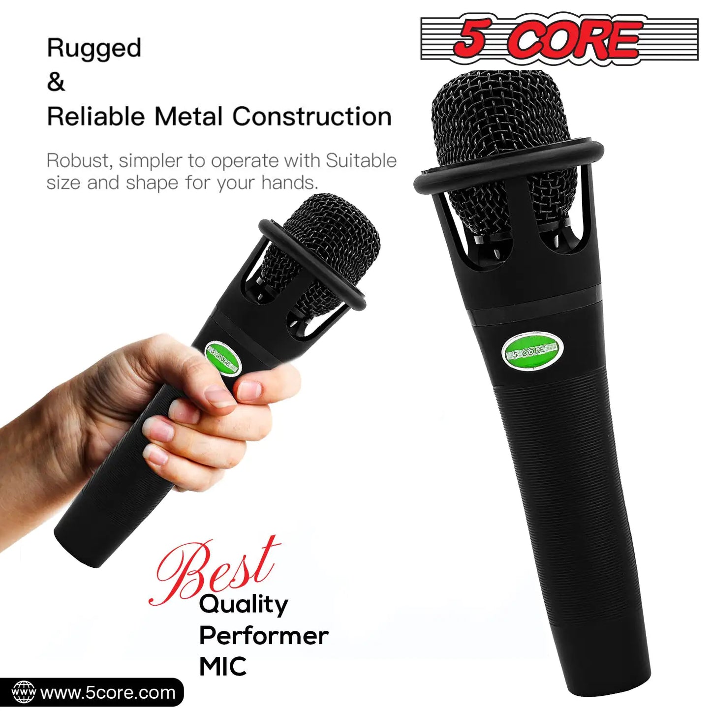 5Core XLR Microphone Dynamic Mic Karaoke Singing Studio Mics Handheld Microfono Grab-A-Gadget