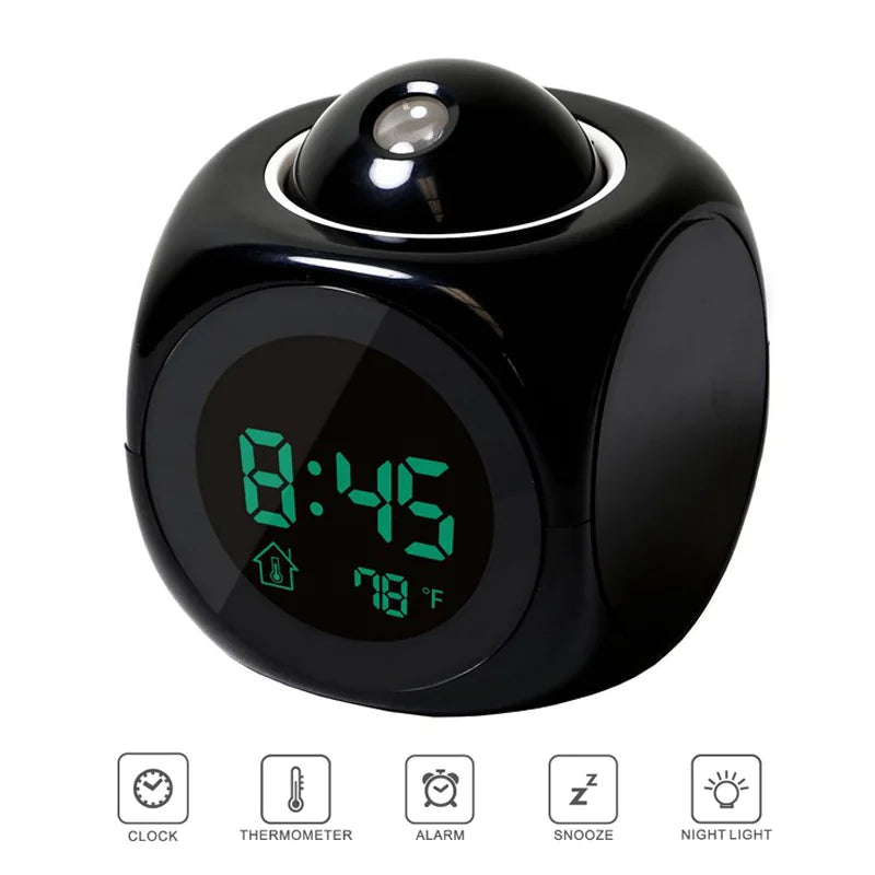 LED Projection Alarm Clock Digital LCD Display Voice Talking Weather Snooze USB Grab-A-Gadget