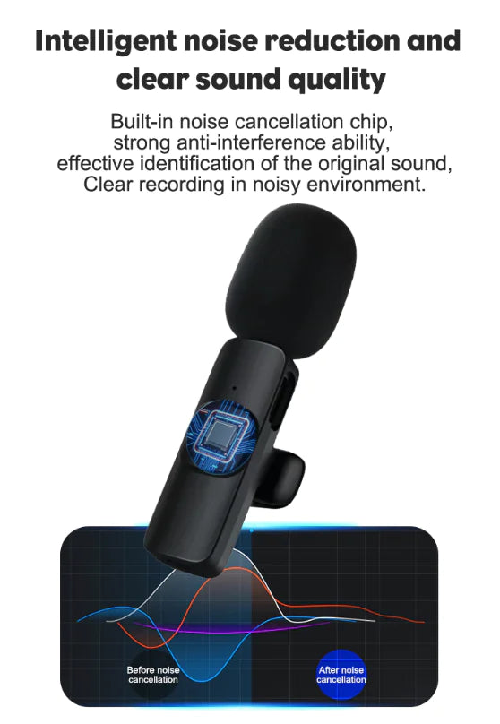 Lavalier Microphone Wireless Audio Video Recording Mini Mic For Android/iPhone Grab-A-Gadget